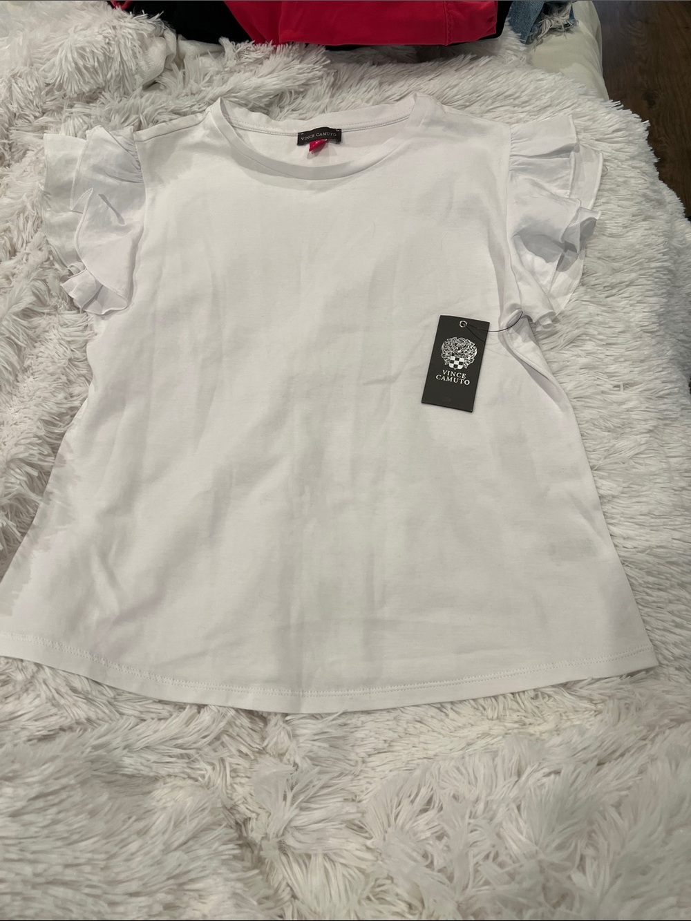 Vince Camuto White Girls' Ruffle Sleeve Tee